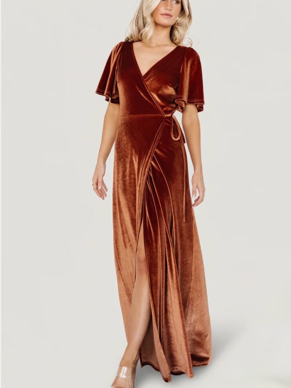Baltic Born Rust Velvet Wrap Dress